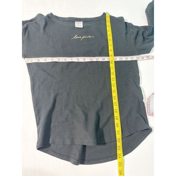 PINK Victoria's Secret Women's Love Pink Thermal Knitted Top Black‎ Size XS - Picture 7 of 10